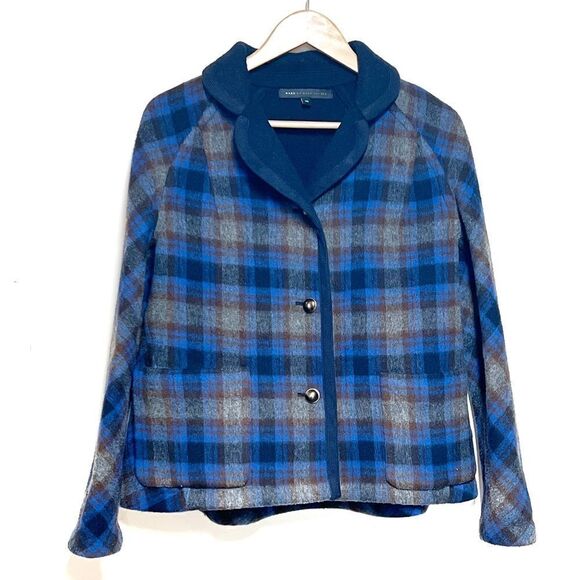Marc by Marc Jacobs Womens Wool Plaid Reversible Jacket Oversized XS - Picture 1 of 8